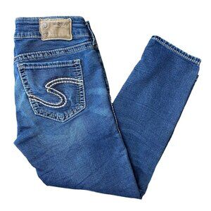 Silver Jeans Suki Mid Capri  Women's Size 28 Joga Mid Rise Dark Wash Stretch